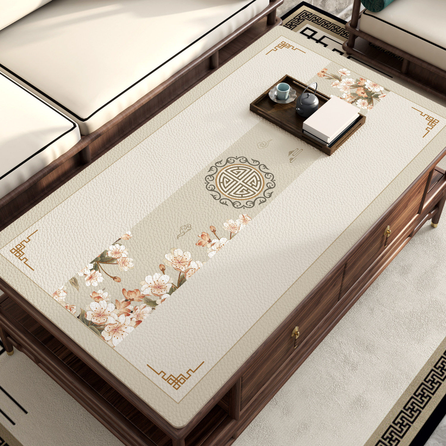 新中式茶几桌垫客厅桌布2025新款轻奢防水防油免洗隔热桌面保护垫,居家布艺,桌布,淘宝优惠券,粉丝福利购,淘宝优惠卷