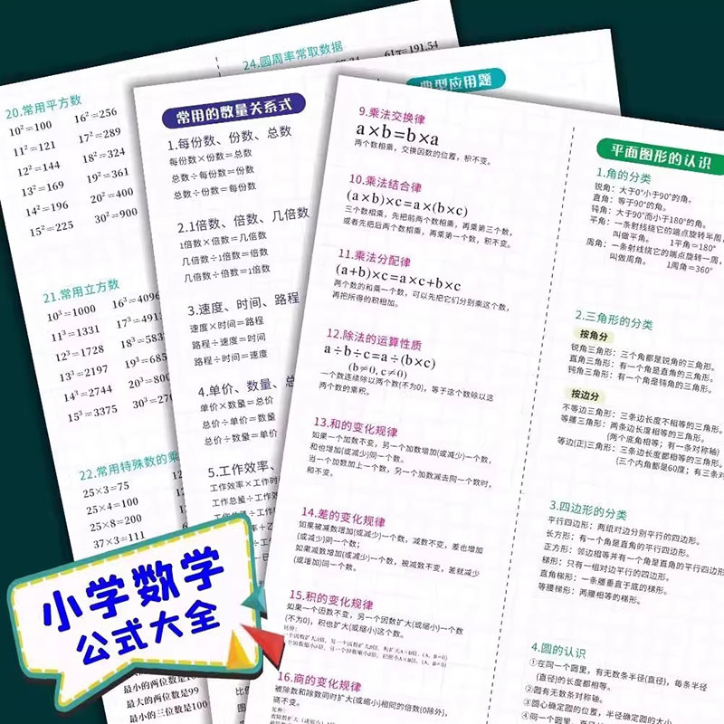 数学公式卡片大全小学初中基础