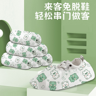 套家用加厚防滑耐磨室内一次性学生机房专用套脚 卡通印花无纺布鞋