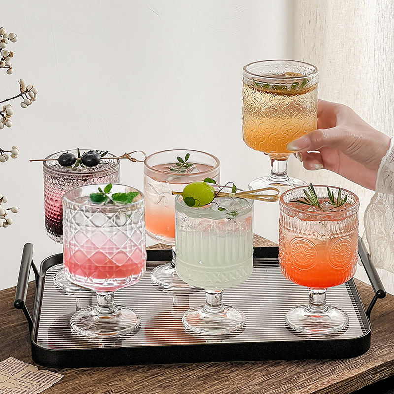 高颜值ins风复古热红酒杯果汁饮料杯设计感小众家用玻璃牛奶杯子