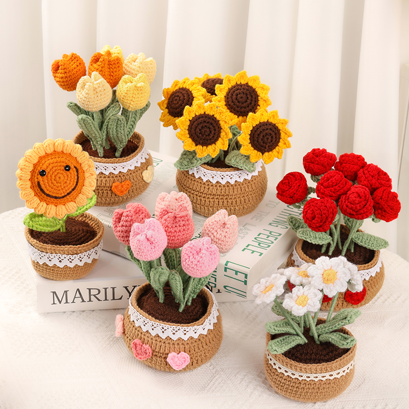 手工编织DIY毛线花束材料包钩