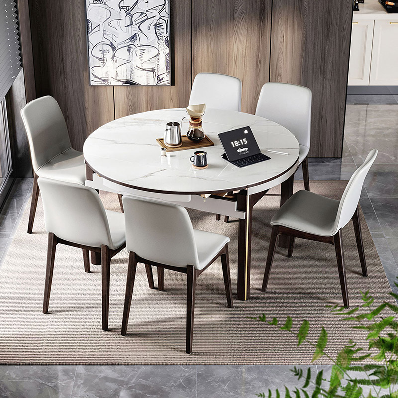 林氏家居餐桌椅轻奢风可伸缩吃饭