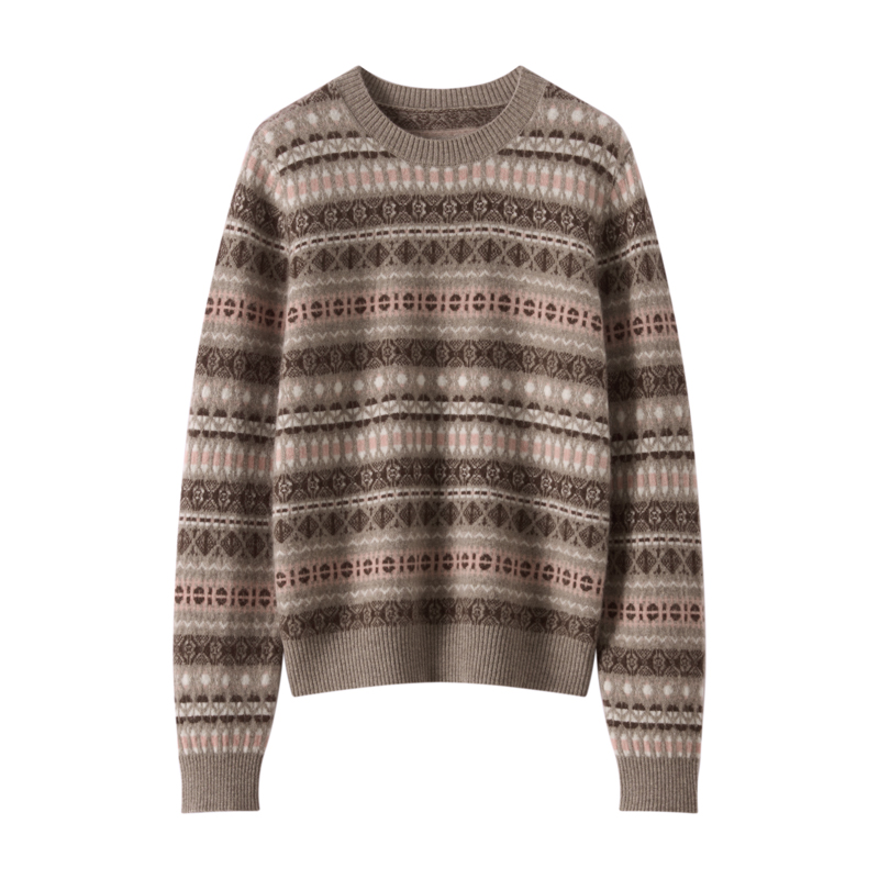 山羊绒衫女条纹拼色宽松休闲毛衣