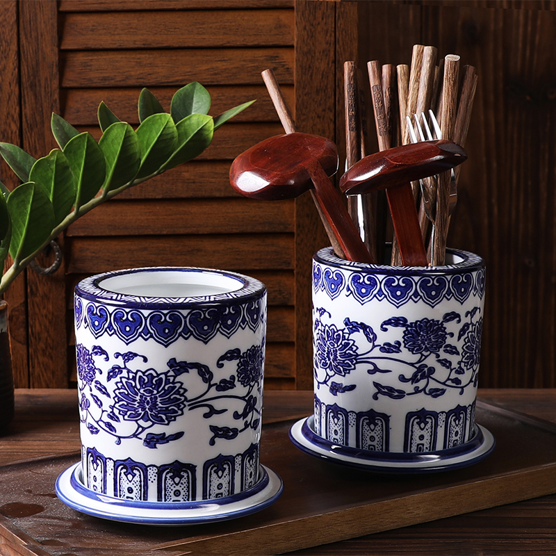 筷子筒陶瓷青花釉下彩