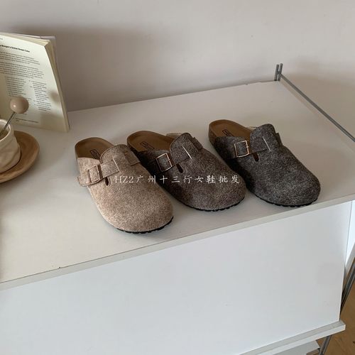 HZ2实拍BEILIXUAN复古勃肯半拖鞋女2025秋冬新款厚底懒人包头拖鞋