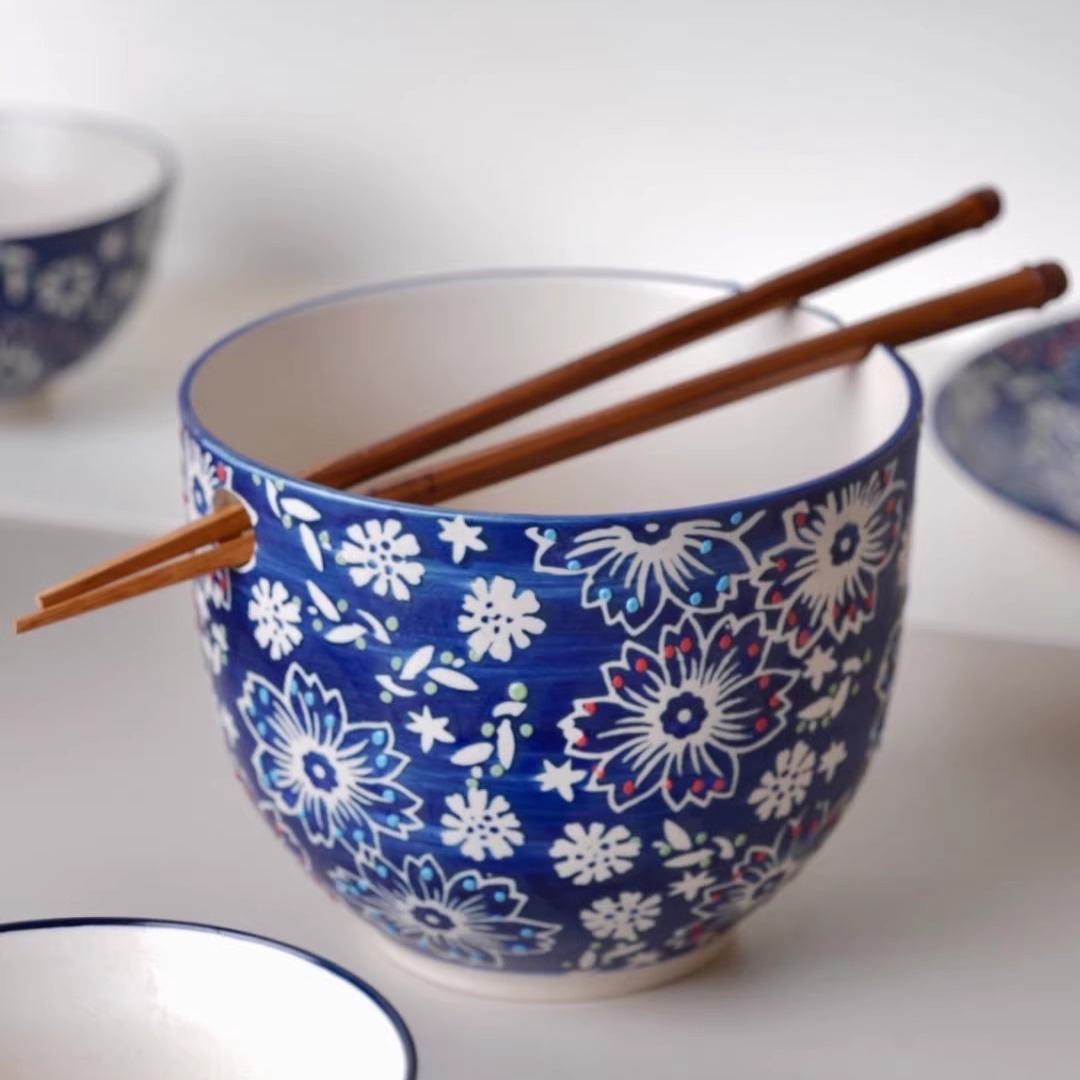 出意大利欧式复古油画花卉/手绘浮雕碗家用米饭碗汤碗面碗耐高温