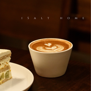 极简纯白哑光咖啡杯猪口杯手握杯精致高级拉花杯澳白杯拿铁杯子