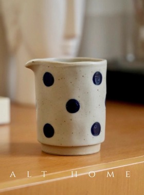 手作蓝宝石引流杯.粗陶青花波点奶壶分茶器釉下彩复古/出丹麦