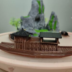 鱼缸造景小摆件树独木舟漂浮乌篷船假微景观水陆缸院盆景绿树叶子