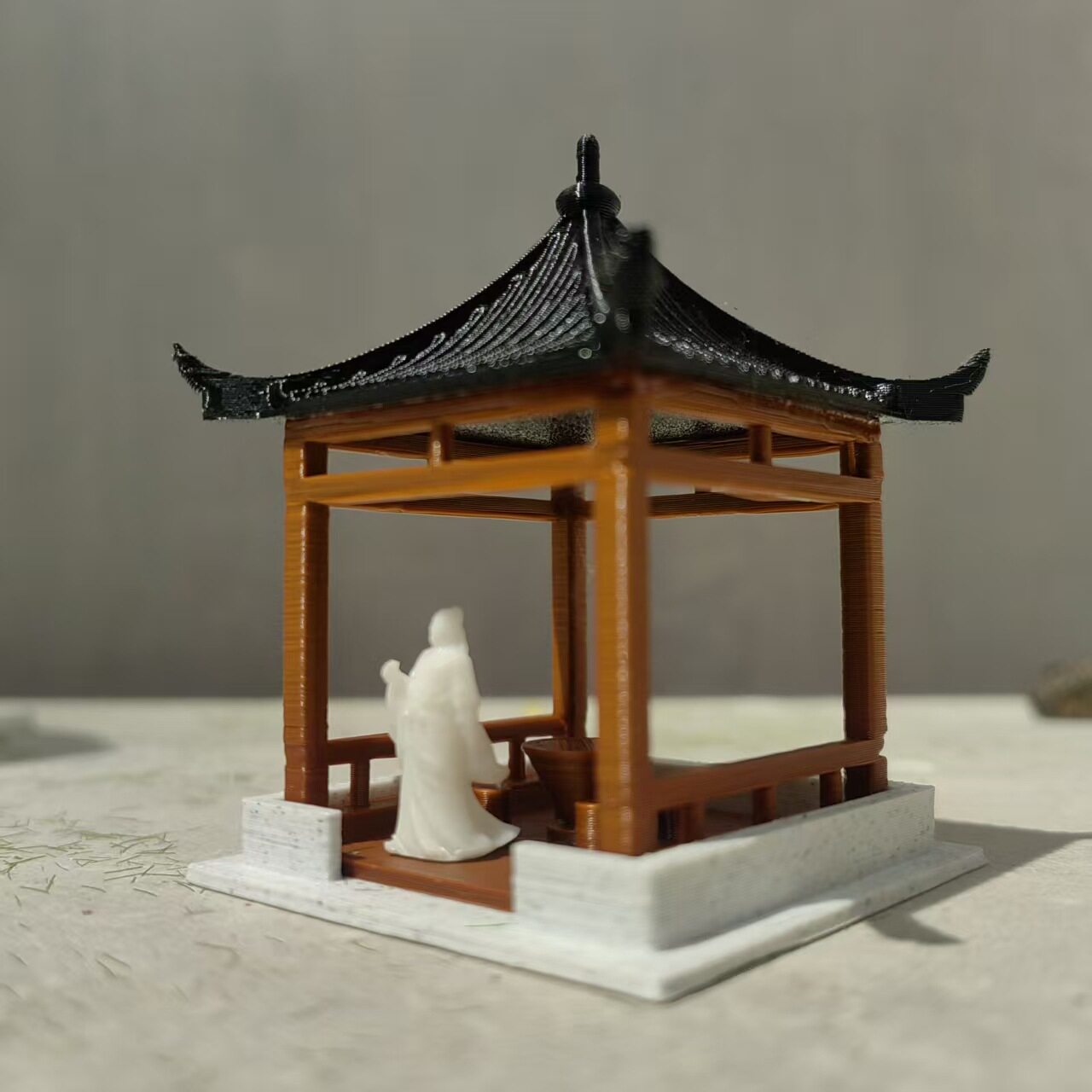 包邮迷你古建筑模型亭子摆件水陆鱼缸盆景假山古风微景观造景人物