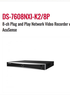 HIKVISION DS-7608NXI-K2/8P Plug Play Embutido 4K NVR