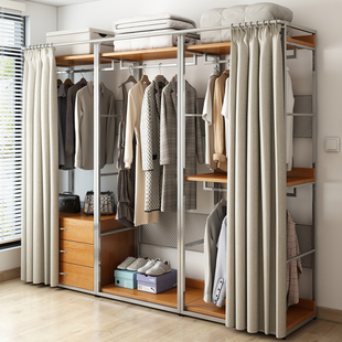 金属衣柜2026新款爆款实木卧室家用铁艺钢架结构全挂式定制衣帽间