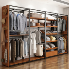 金属衣柜实木2025新款爆款卧室家用衣橱钢架结构洞洞板衣帽间定制