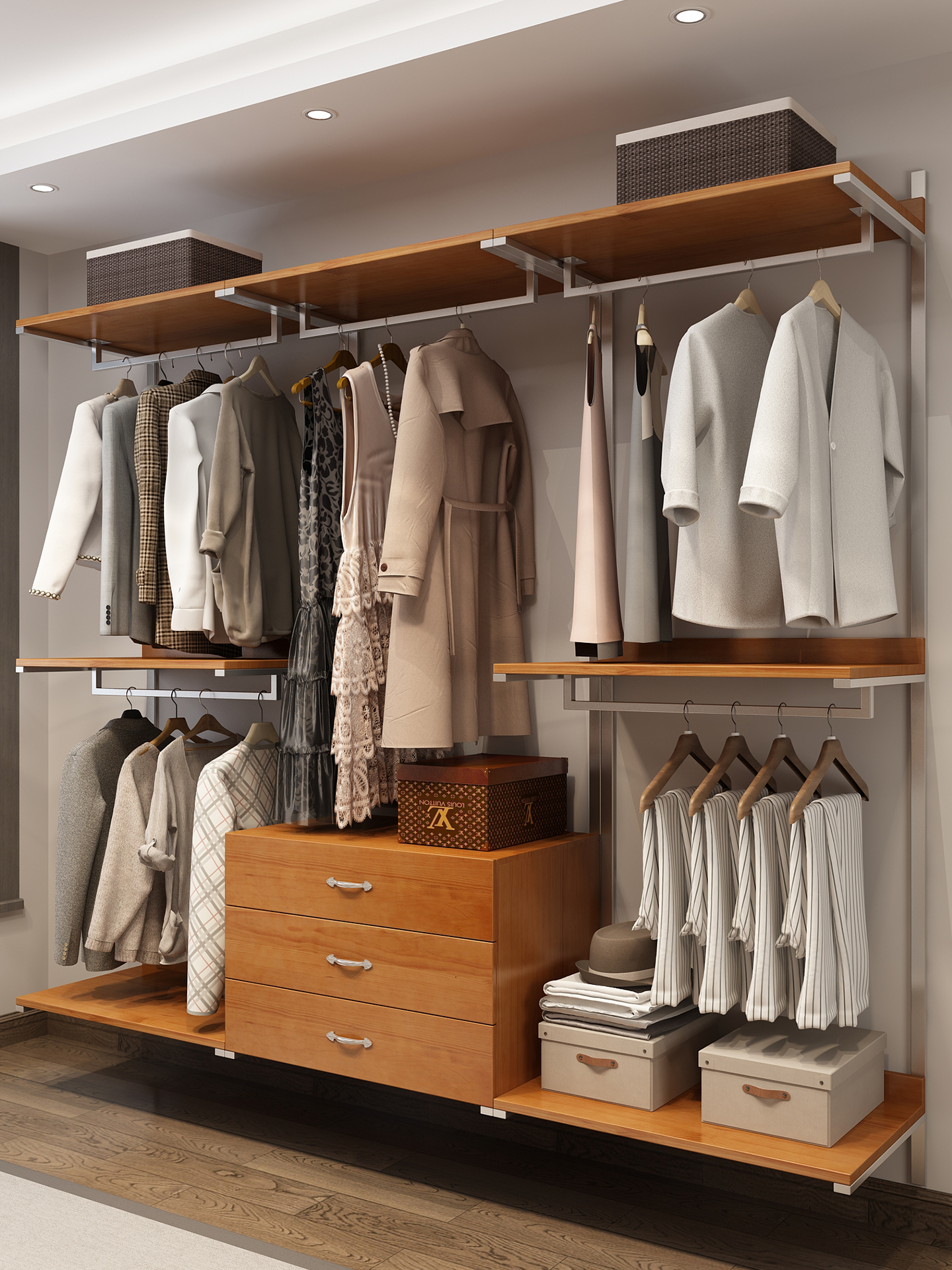 金属衣柜2025新款爆款家用卧室全实木定制钢架壁挂式衣帽间开放式