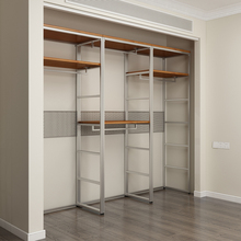 开放式金属衣柜砌墙卧室家用铁艺实木钢架结构定制衣帽间置物架