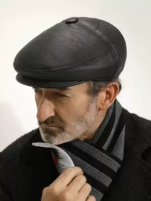 Middle-aged and elderly Puskin cap winter warm ear protection old man hat male father grandfather cold wind Old Man hat