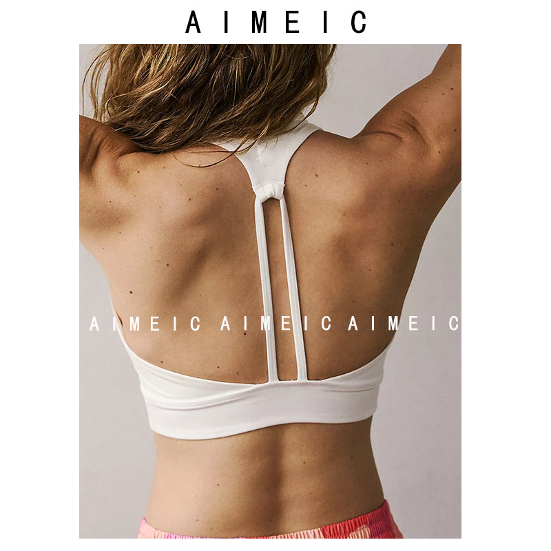 AIMEIC欧美简约风深V性感聚拢跑步文胸女外穿背心式美背健身内衣