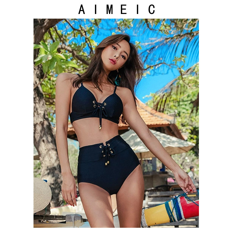 AIMEIC新款三角分体比基尼泳衣女小胸聚拢性感显瘦无钢托游泳装