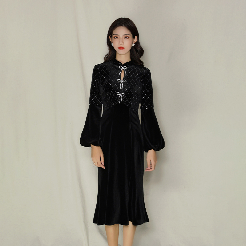贴身复古风秋季新款改良式旗袍