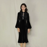 Ретро легкое бархатное платье, демисезонное ципао, французский ретро стиль