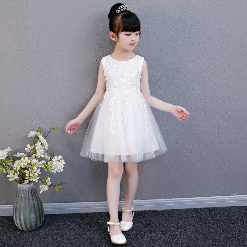 女童公主裙夏季2025女孩连衣裙儿童表演白色洋气裙子学生演出礼服
