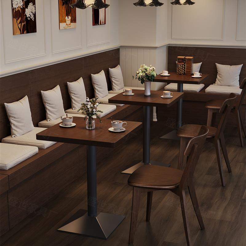 卡座餐桌商用咖啡厅奶茶甜品烘焙餐饮店沙发靠墙定制餐厅实木桌椅