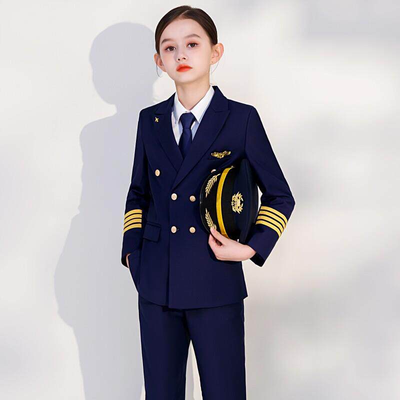 儿童机长制服男空少儿童制服男女合唱团走秀服装六一飞行员演出服