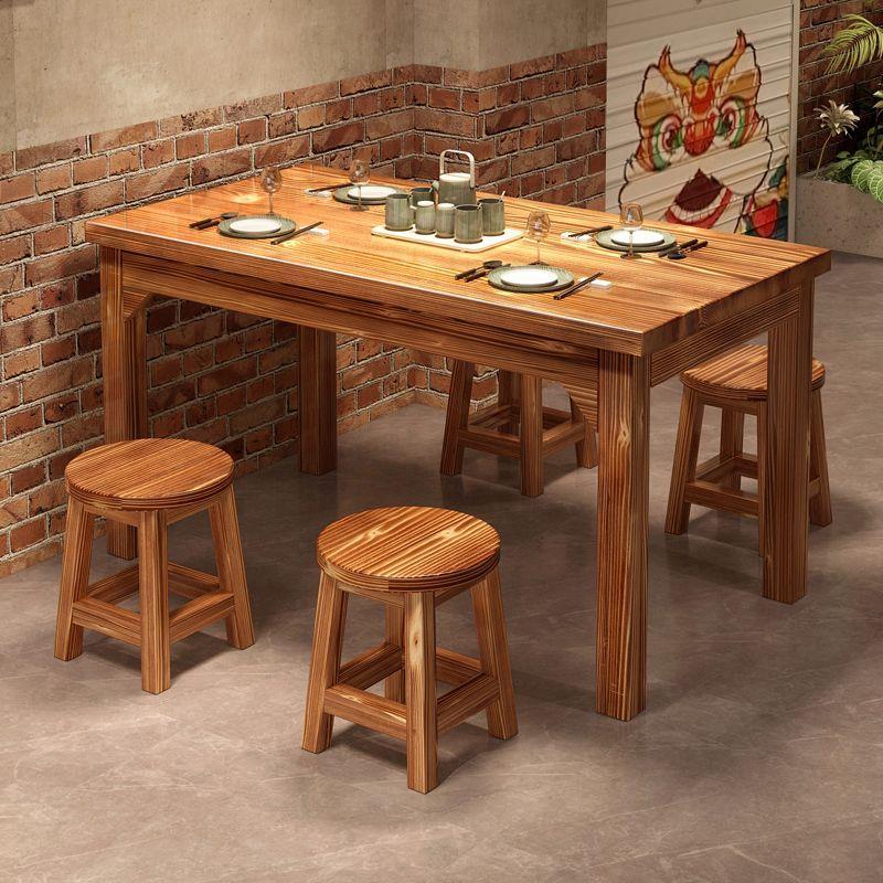 实木餐桌椅桌椅餐桌烧烤小吃店火锅饭店面馆早餐碳化餐厅餐馆组合