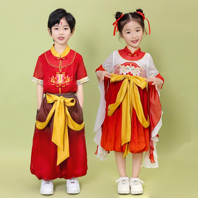 儿童汉服哪吒服装男童女童衣服中国风元素同款cos全套新款演出服