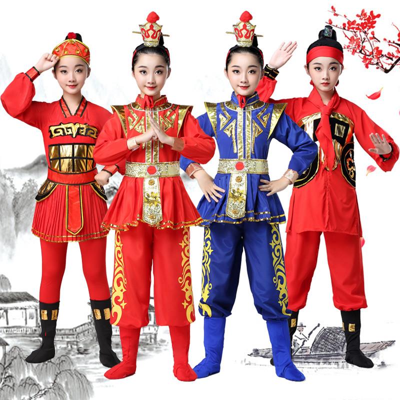 儿童花木兰演出服少儿打鼓服女童小花旦古装戏曲穆桂英舞蹈表演服