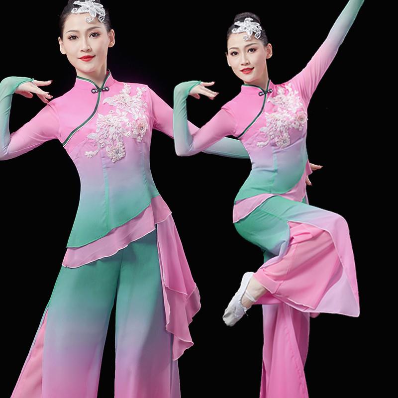 新款秧歌服装中老年健身广场舞扇子舞演出服女民族风古典表演服