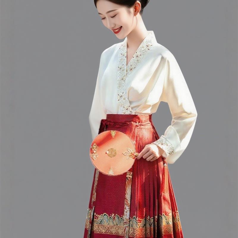 新中式国风红色马面裙敬酒服上衣两件套胖mm改良汉服订婚礼服套装