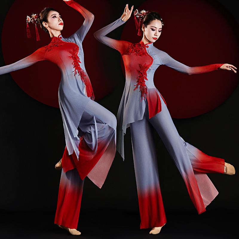 古典舞演出服女飘逸中国风广场舞套装扇子舞蹈服装新款胶州秧歌服