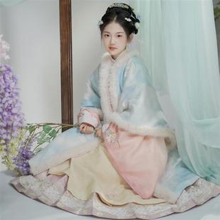 洛竹原创2025新款儿童汉服加绒加厚贵气明制汉服女童披袄装女款