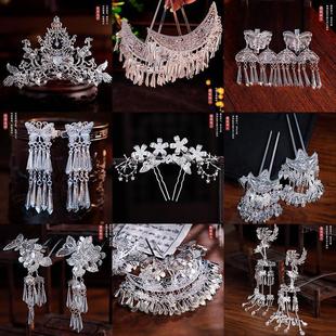 苗疆战国袍云南少数民族风苗银配饰苗族发簪发冠发夹彝族流苏头饰