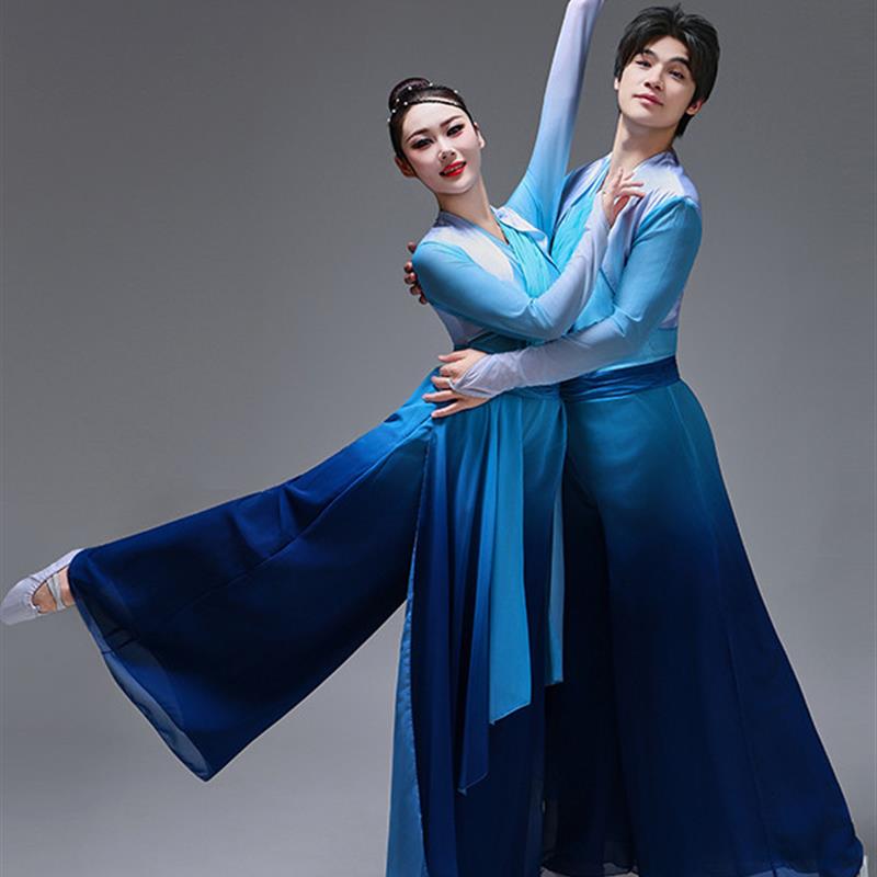 新款古典舞演出服男女同款大河印象秧歌舞蹈服装扇子舞伞舞表演服