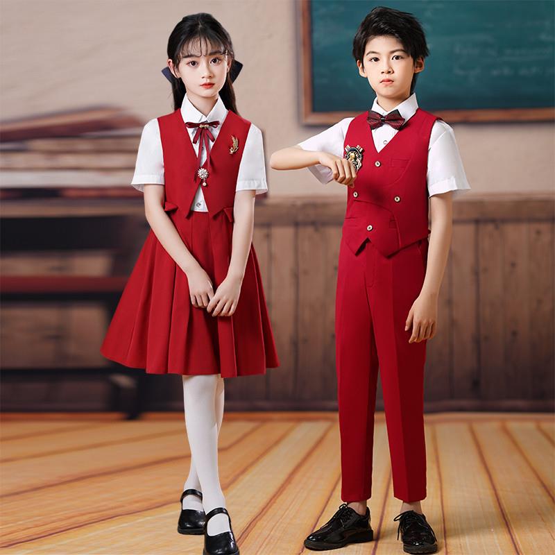 儿童大合唱演出服男女童礼服套装主持人钢琴中小学生诗歌朗诵服装