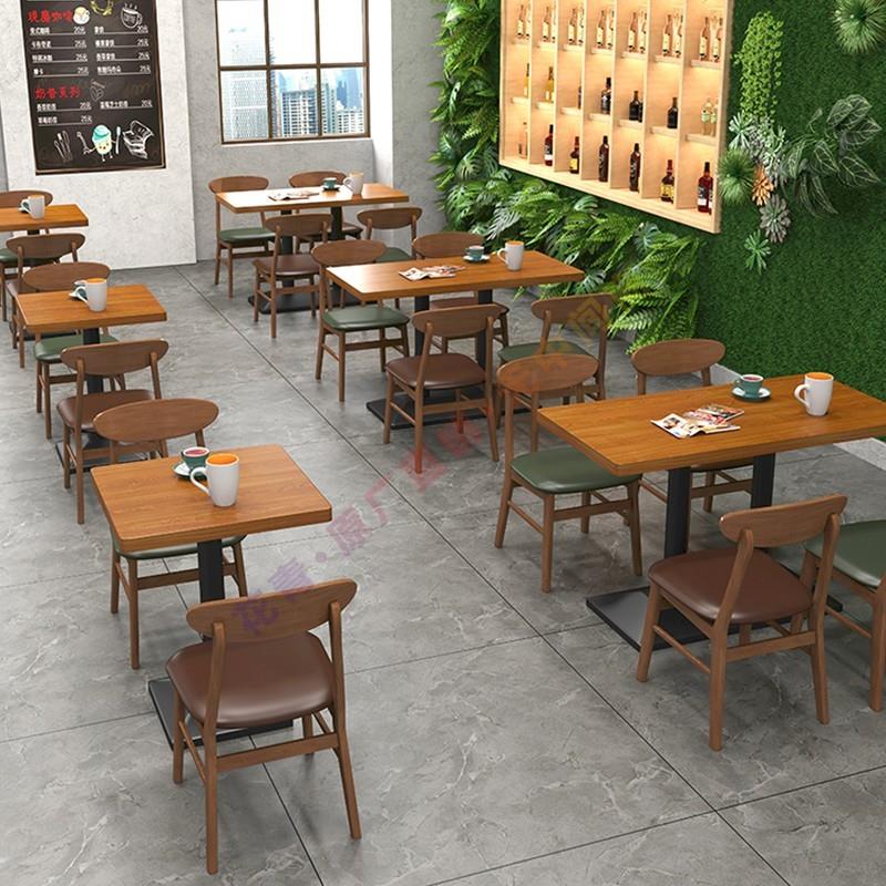 实木餐厅桌椅板凳商用餐饮小吃店食堂日料米粉面馆卡座餐桌椅组合
