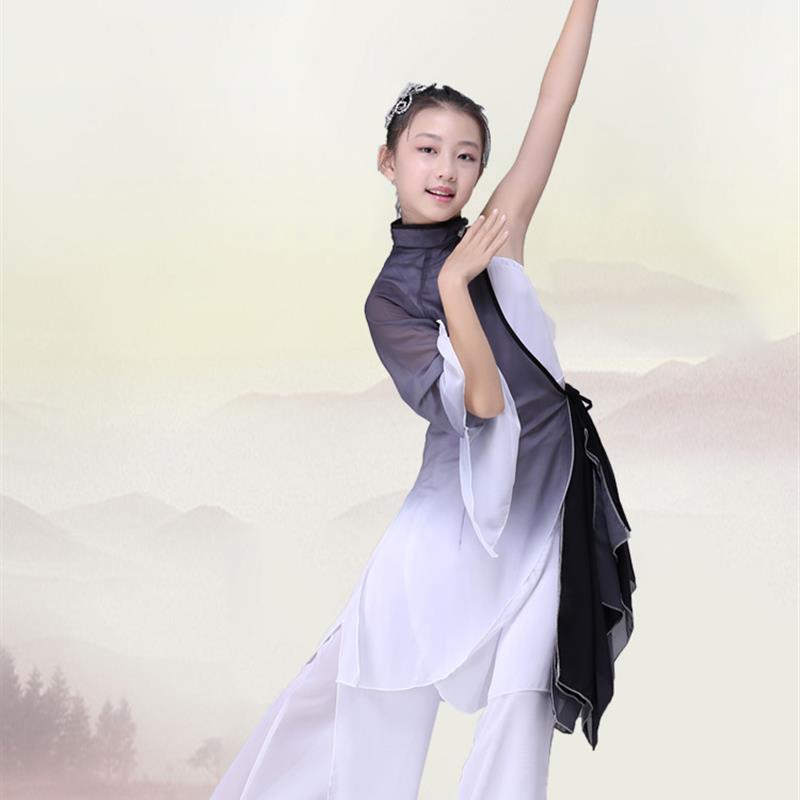 古典舞演出服女左手指月舞蹈服儿童学生民族古风新款套装练功服扇