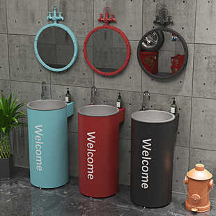 工业风不锈钢圆形洗手盆网红ins酒吧餐厅卫生间创意铁艺洗手台盆