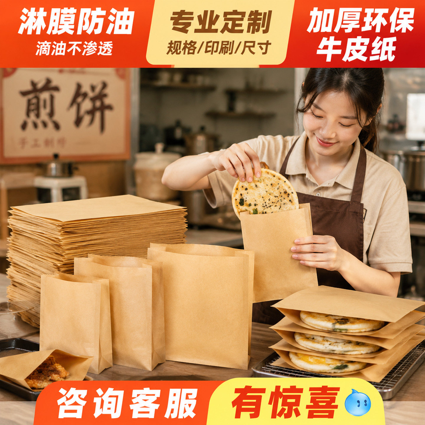 专业防油】食品级小吃打包袋批发