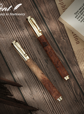 日本Pent x 竹内靖贵 花梨木杆签字笔高档中性笔磁吸笔盖水性笔0.5mm