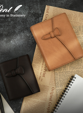 日本Pent × Brelio手账Mbox三折插扣B-flap巧克力棕裸色高档牛皮真皮活页手账本