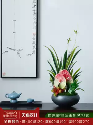 New Chinese Zen fake flower simulation flower living room flower arrangement arrangement living room coffee table floral decoration model room decoration