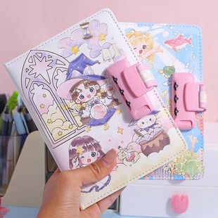 金谷心愿密码锁本高颜值可爱卡通学生日记本带锁彩页手账本送礼物