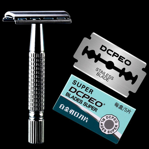 新款全金属刮胡刀手动剃须刀老式刮胡子刀架刀片双面往复式刮脸毛