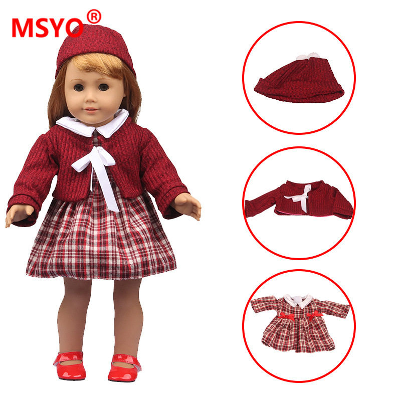 18寸美国光头娃娃夏芙娃娃圣诞花裙两拼套装美国娃娃衣服换装服饰