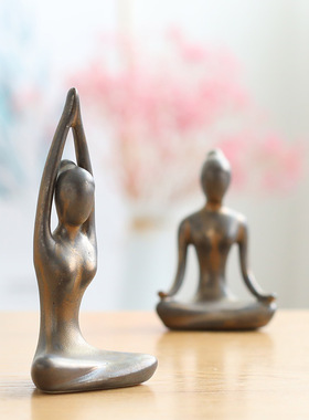 宇轩  现代简约创意瑜伽小摆件陶瓷工艺家居抽象人物开业礼品
