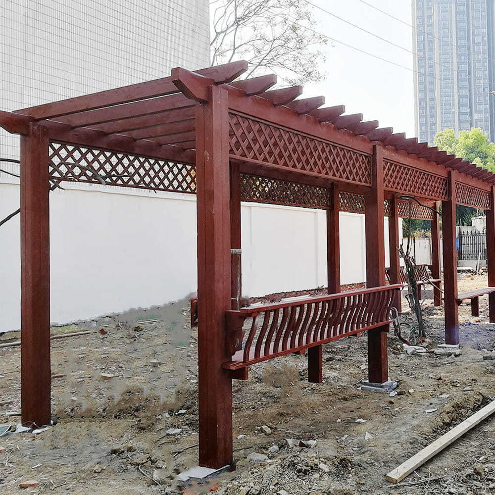 防腐木葡萄架景观双层架庭院木质花架户外碳化木落地宣传廊架定制