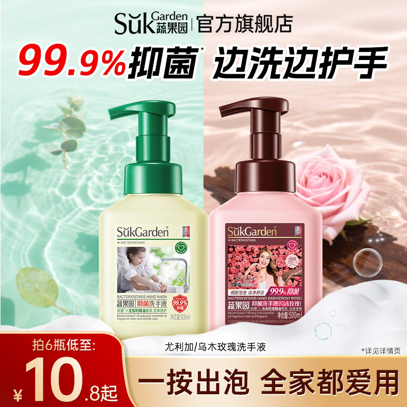 蔬果园乌木抑菌洗手液泡沫家用温和泡泡学生儿童宝宝专用正品官方
